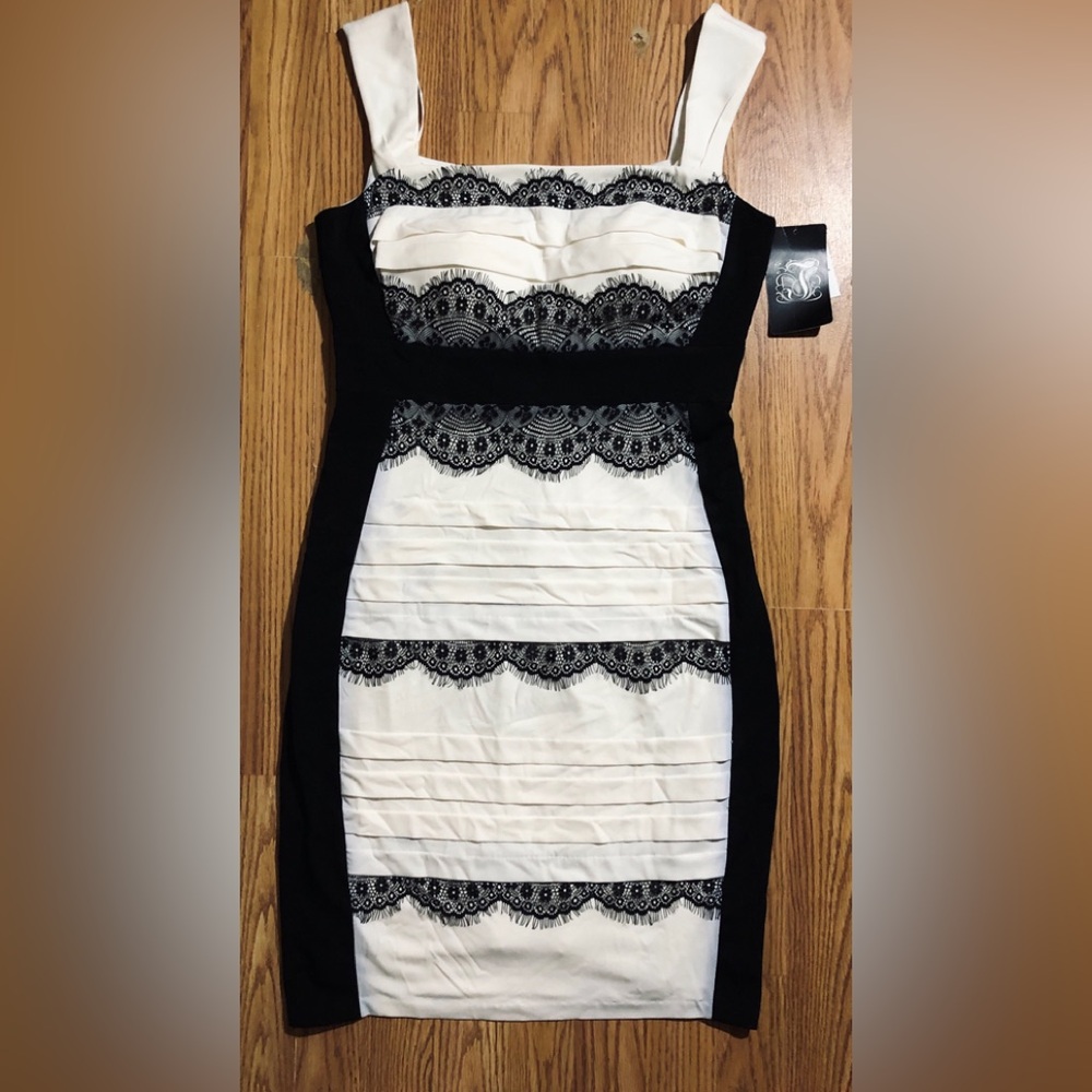 NEW JAX Size 10 Layered / Lined Tank Top Dress Black & White Cocktail / Evening
